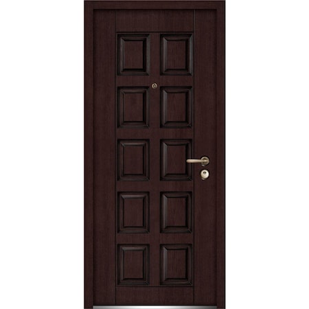 Vdomdoors Front Exterior Prehung Steel Door 36x80 " InswingBallucio 1700 Dark Brown OakPanel Inserts Classic BALLUCIO1700ED-BRW-36-LH